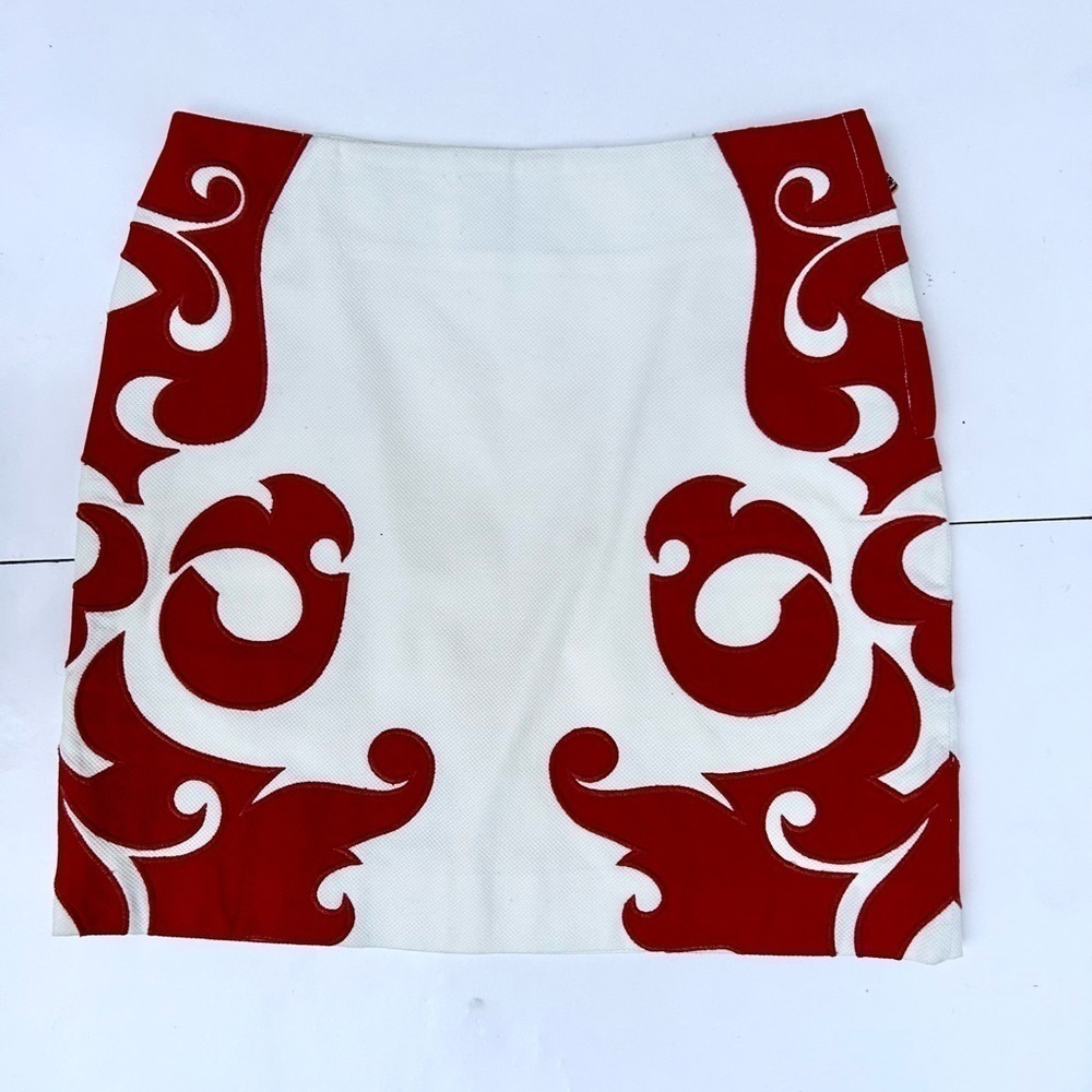 ANTHROPOLOGIE VANESSA VIRGINIA $118 Flame-Kissed Skirt 4 Orange/Cream Boho Retro - Picture 8 of 8